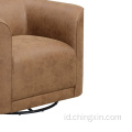 Round Barrel Chairs Putar Glider Dalam Kain Accent Kain Abu-abu